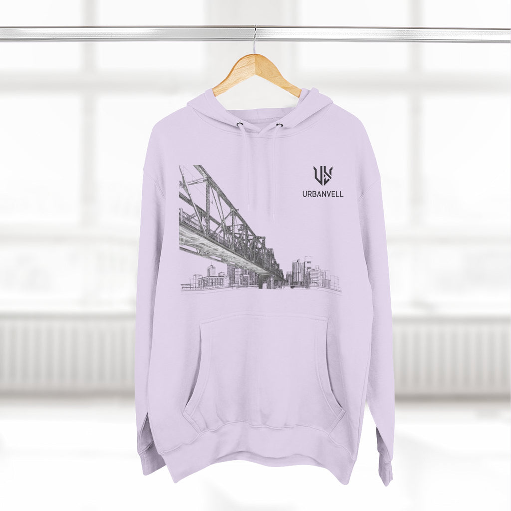 Railway Bridge Skyline Hoodie — URBANVELL Architectural Graphic Pullover