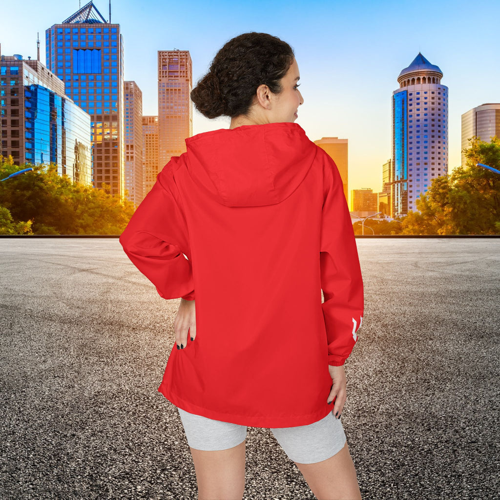 White Camo Windbreaker Jacket with URBANVELL Logo — Lightweight Full-Zip Hooded Jacket