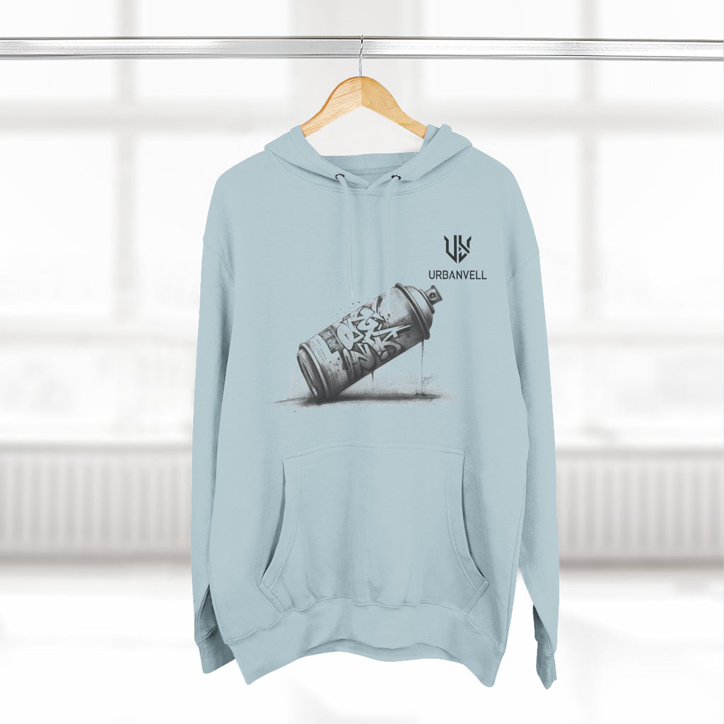 Graffiti Spray Can Sketch Hoodie — URBANVELL Urban Art Streetwear Fleece Pullover