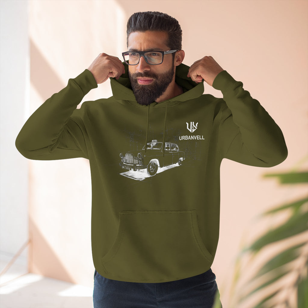 Old City Cab Illustration Hoodie — URBANVELL Classic Convertible Graphic Hoodie