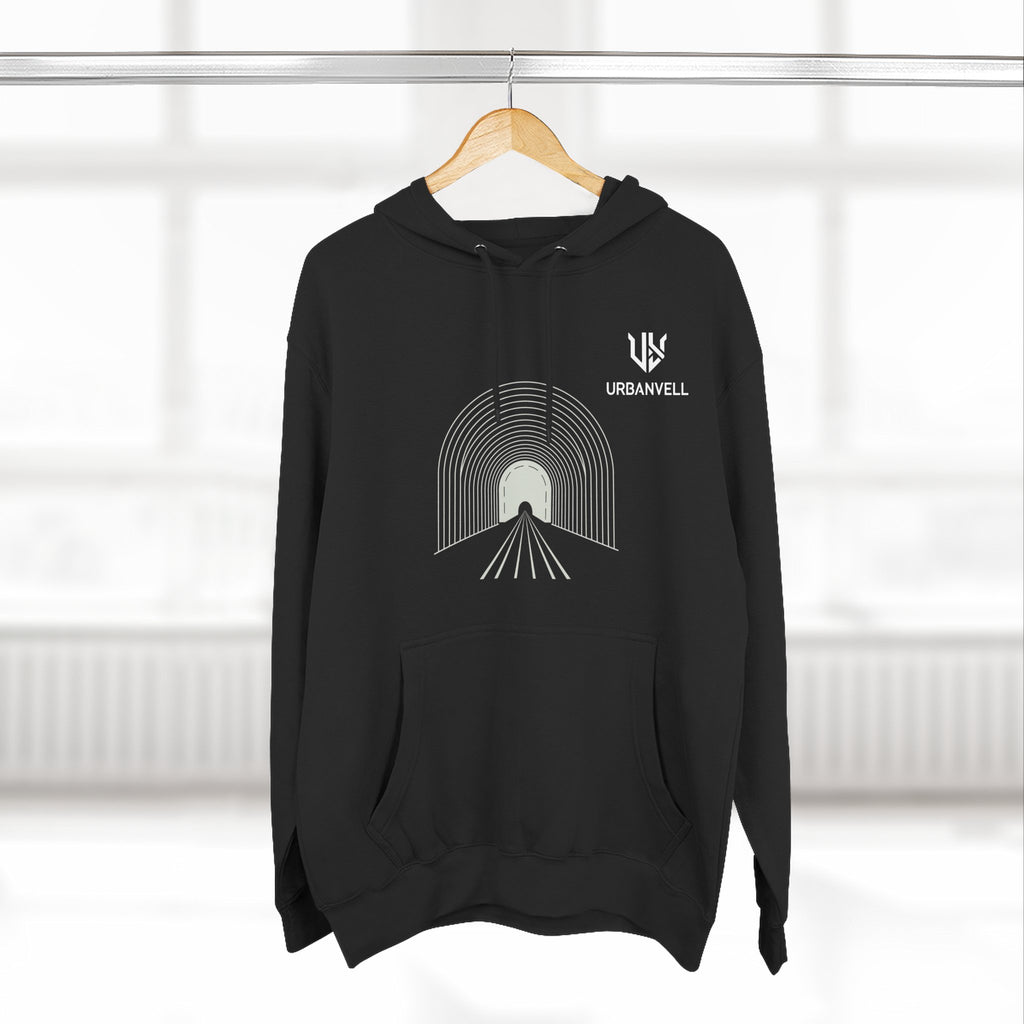 Minimalist Arch Tunnel Hoodie — URBANVELL Logo Fleece Pullover