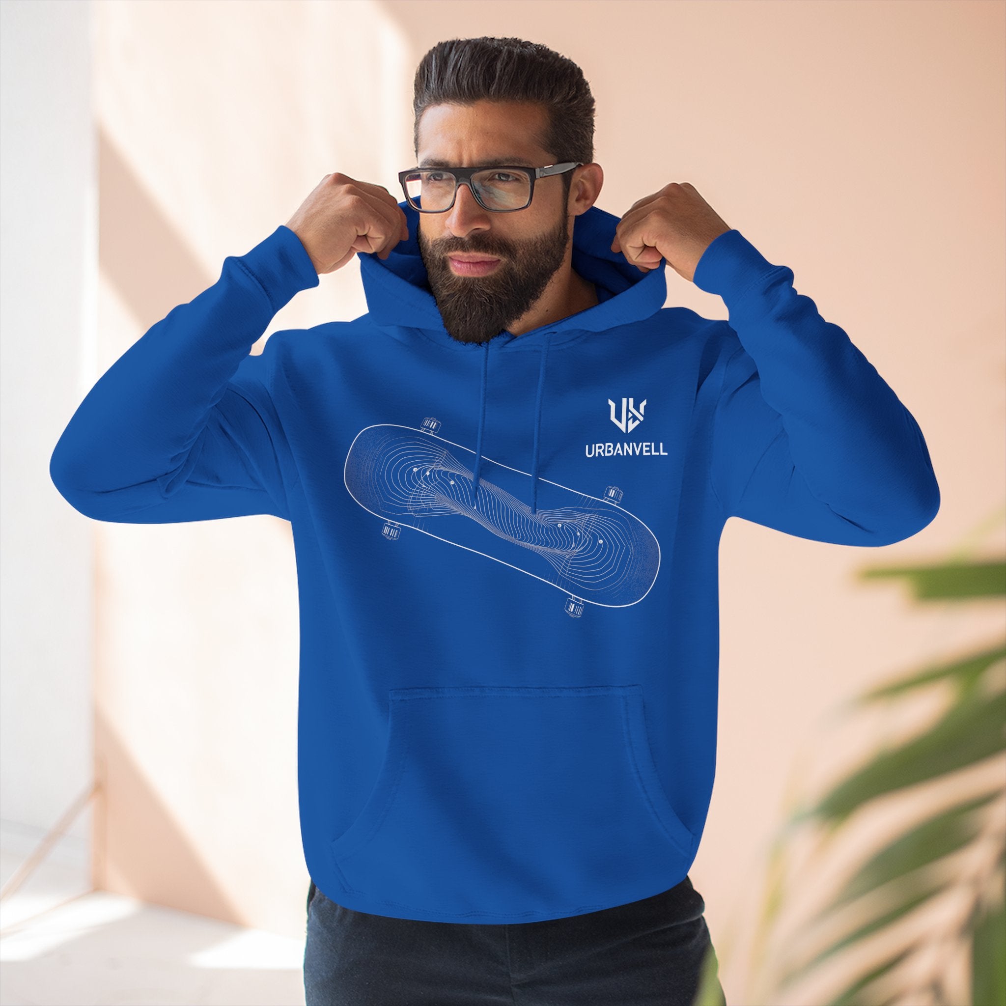 Skateboard Minimalist Fleece Hoodie — Urbanvell Logo Pullover
