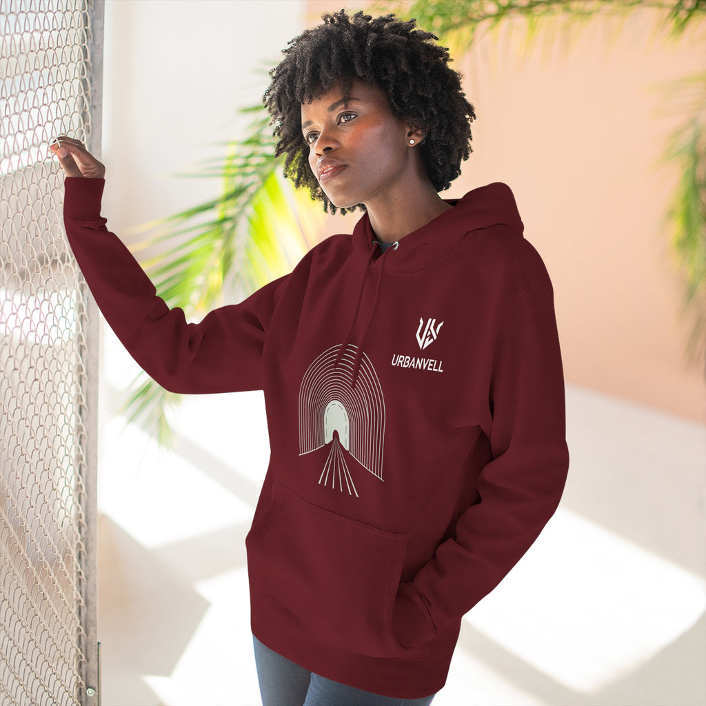 Minimalist Arch Tunnel Hoodie — URBANVELL Logo Fleece Pullover
