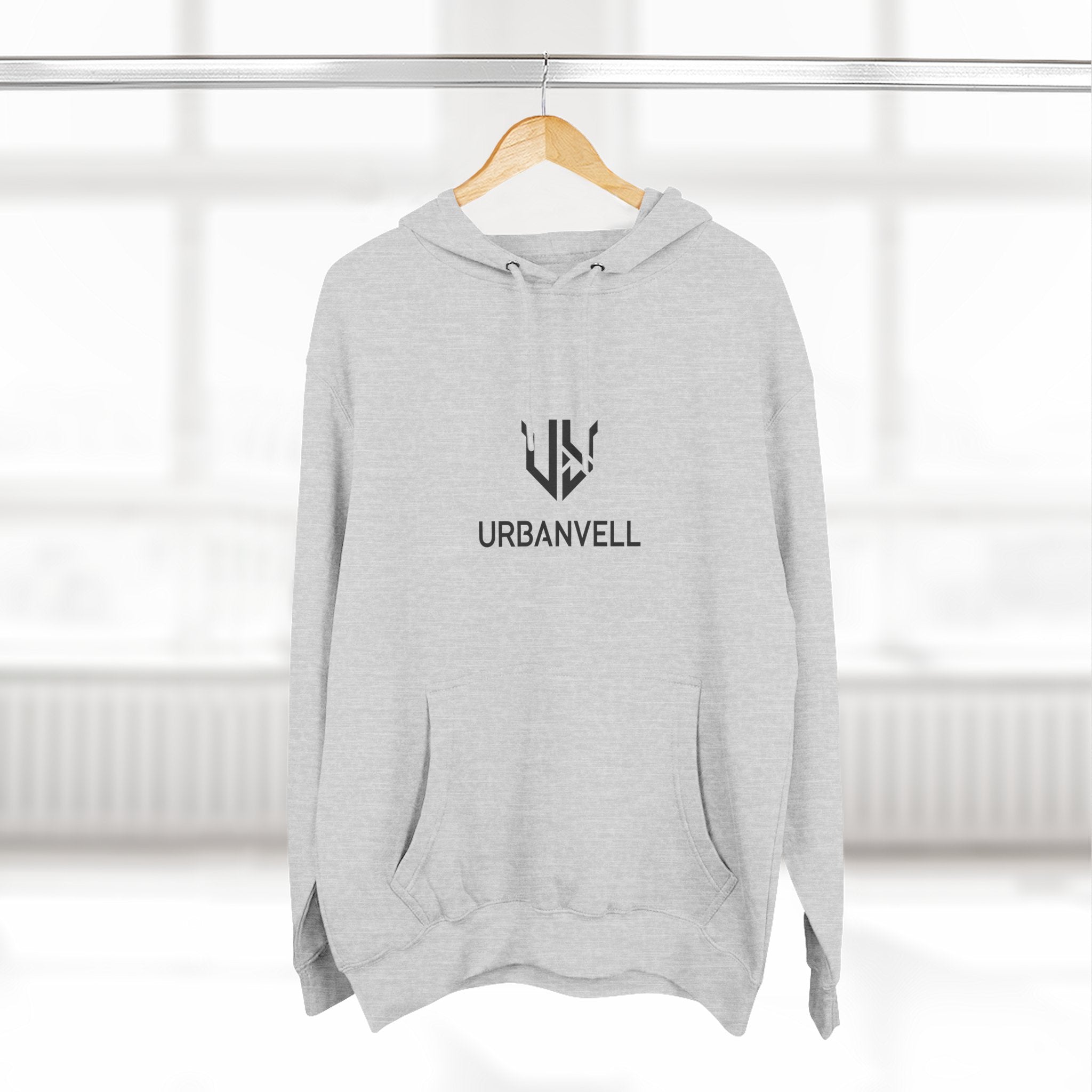 URBANVELL Centered Minimal Logo Hoodie — Classic Fleece Pullover