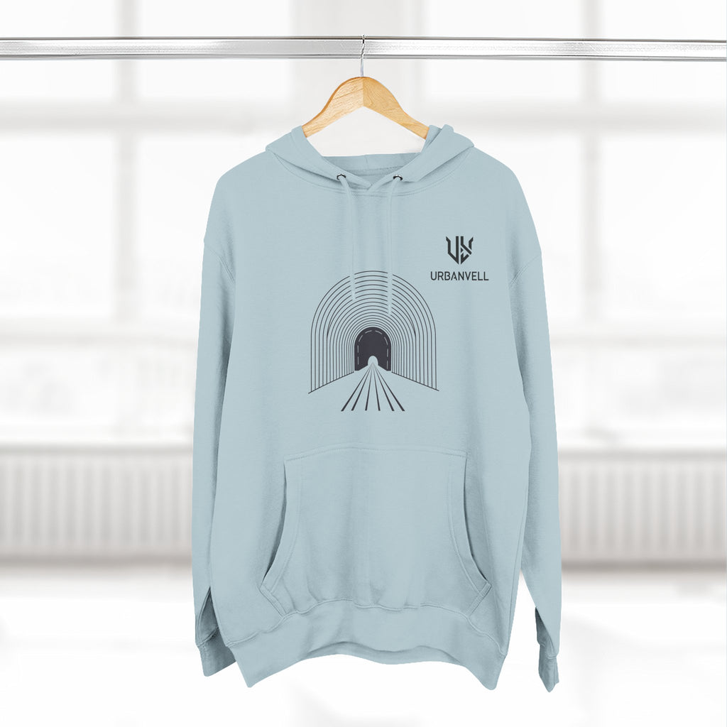 Minimalist Arch Tunnel Hoodie — URBANVELL Logo Fleece Pullover