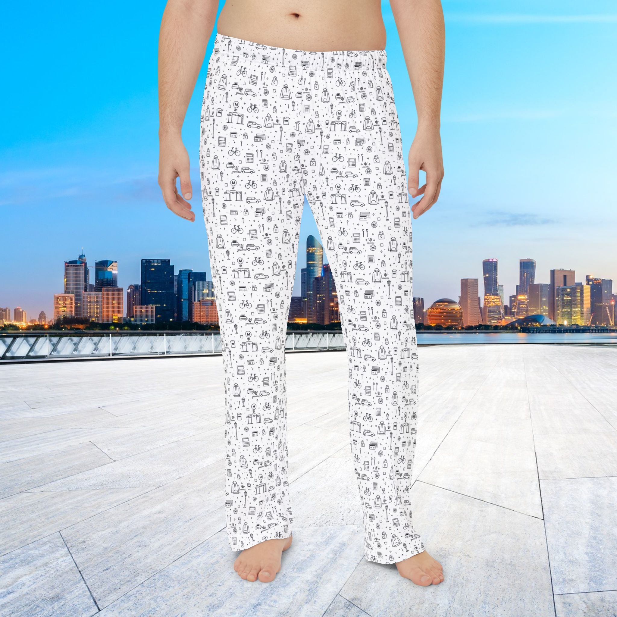 Men's Pajama Pants — URBANVELL Cozy All-Over Cute Robot Print Lounge Pants