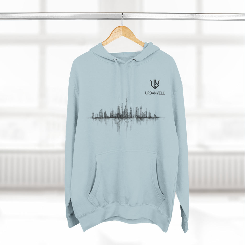 City Skyline Soundwave Hoodie — URBANVELL Minimal Urban Graphic Fleece Pullover