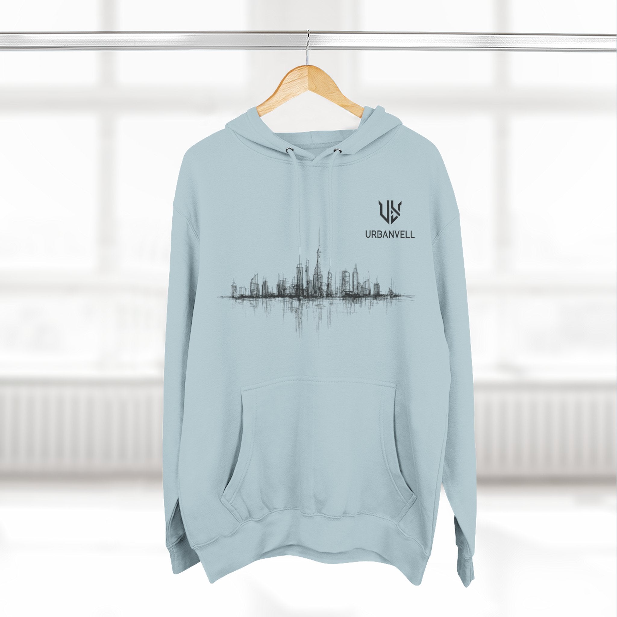 City Skyline Soundwave Hoodie — URBANVELL Minimal Urban Graphic Fleece Pullover