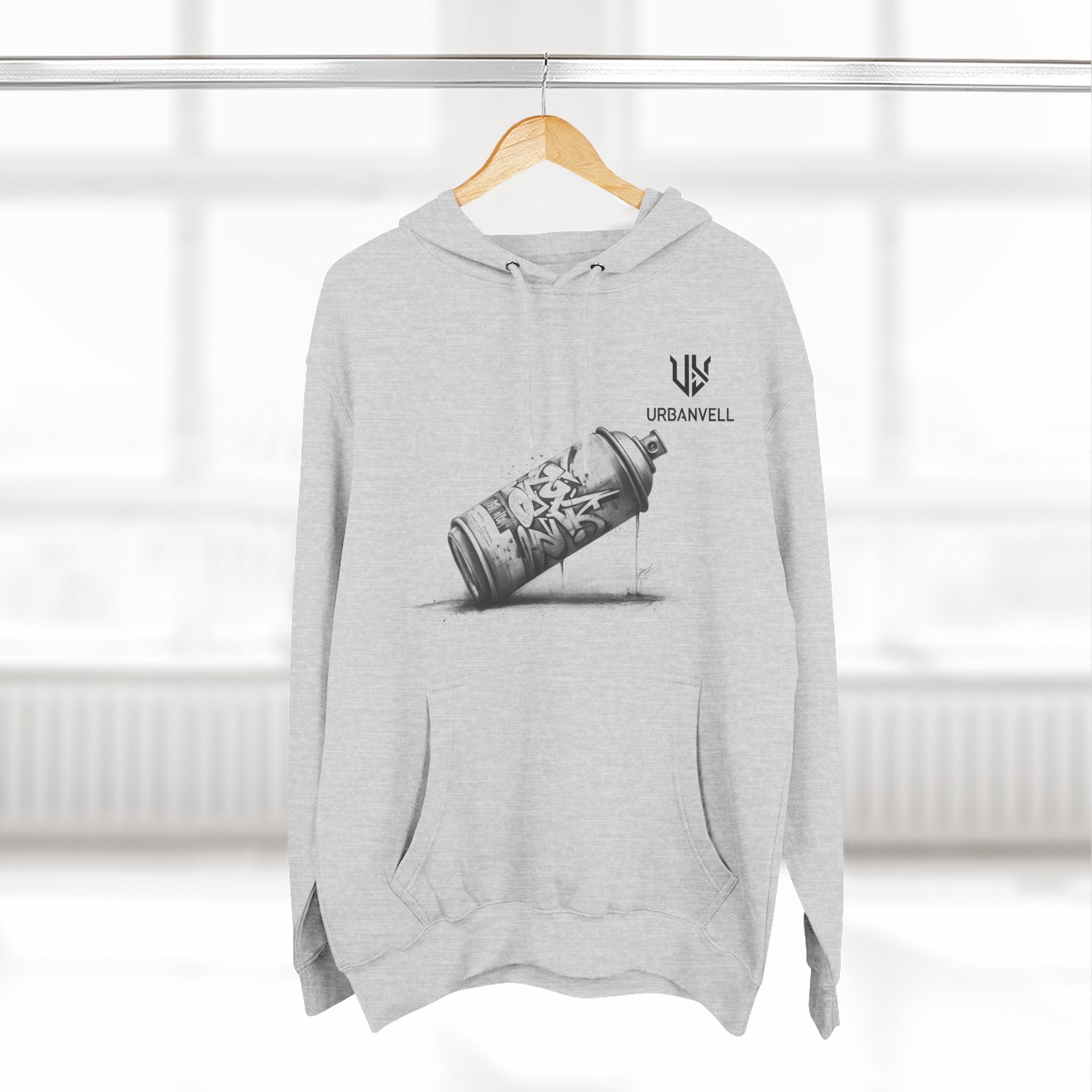 Graffiti Spray Can Sketch Hoodie — URBANVELL Urban Art Streetwear Fleece Pullover