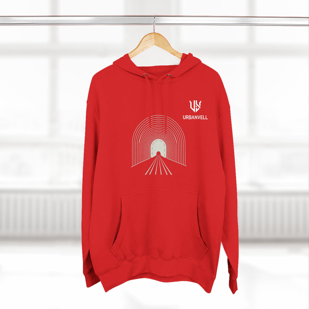 Minimalist Arch Tunnel Hoodie — URBANVELL Logo Fleece Pullover