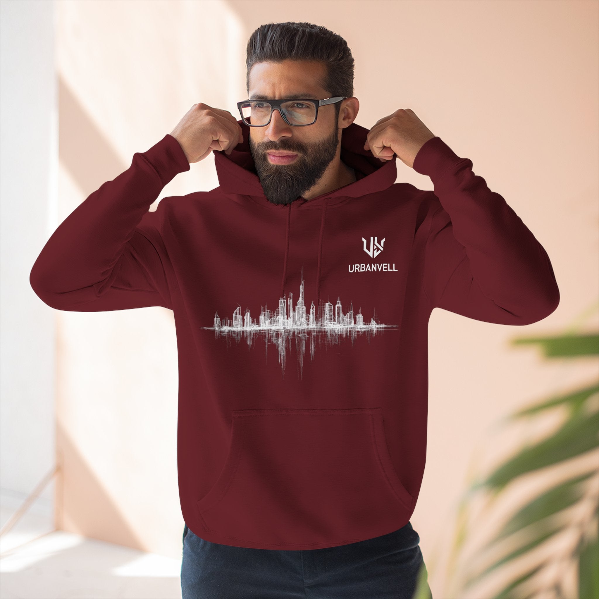 City Skyline Soundwave Hoodie — URBANVELL Minimal Urban Graphic Fleece Pullover