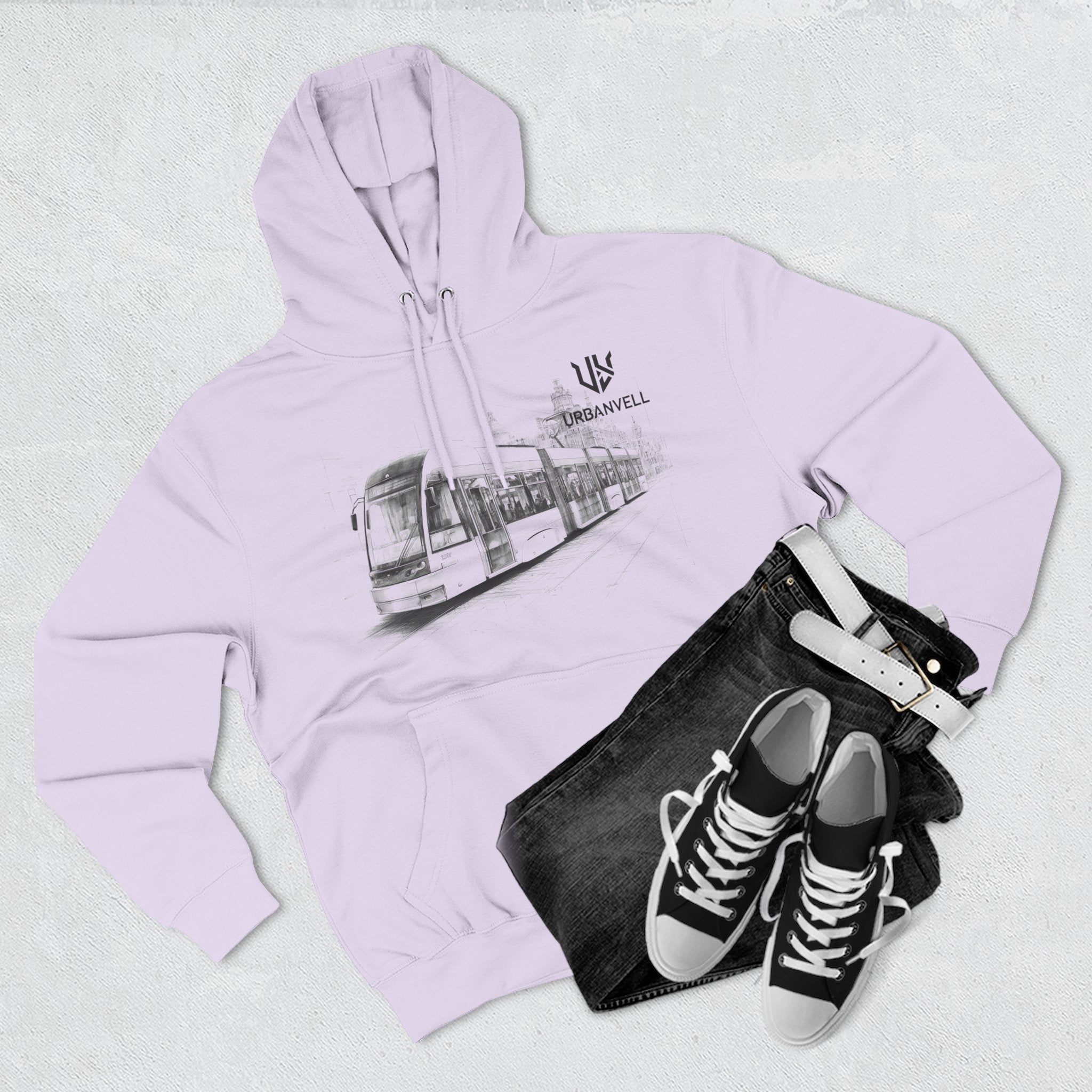Light Rail Train Hoodie — URBANVELL Sketch Transit Design