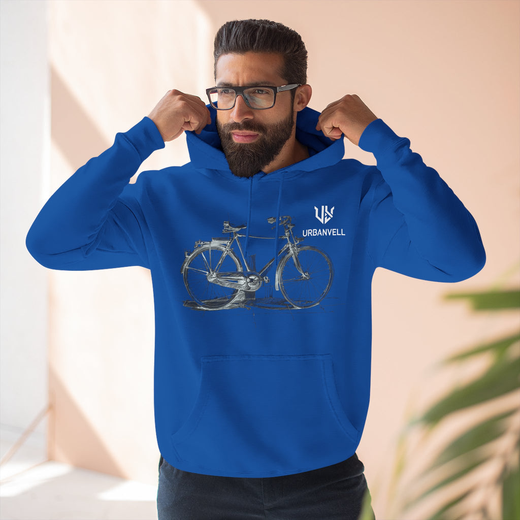 Bicycle Sketch Hoodie — URBANVELL Vintage Bike Illustration Fleece Pullover