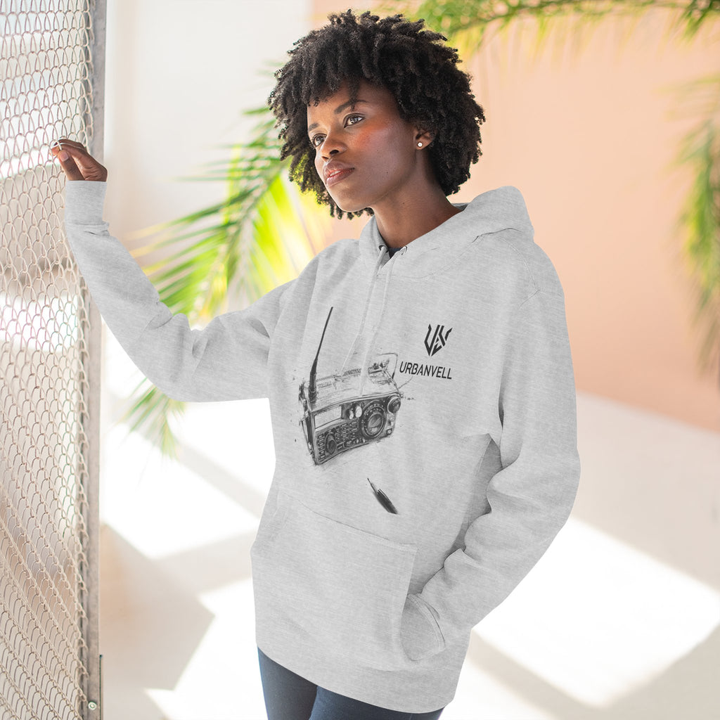 Walkie-Talkie Radio Sketch Hoodie — URBANVELL Minimal Urban Radio Graphic Fleece Pullover