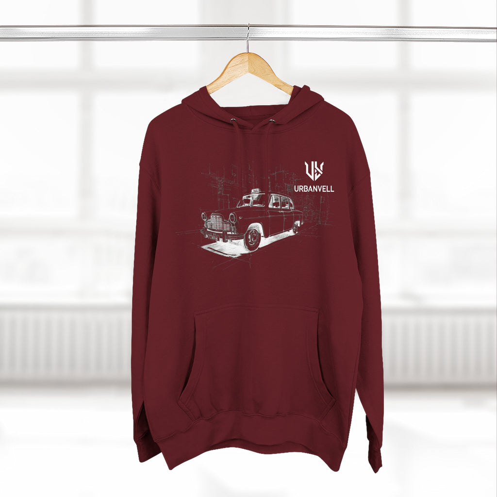 Old City Cab Illustration Hoodie — URBANVELL Classic Convertible Graphic Hoodie