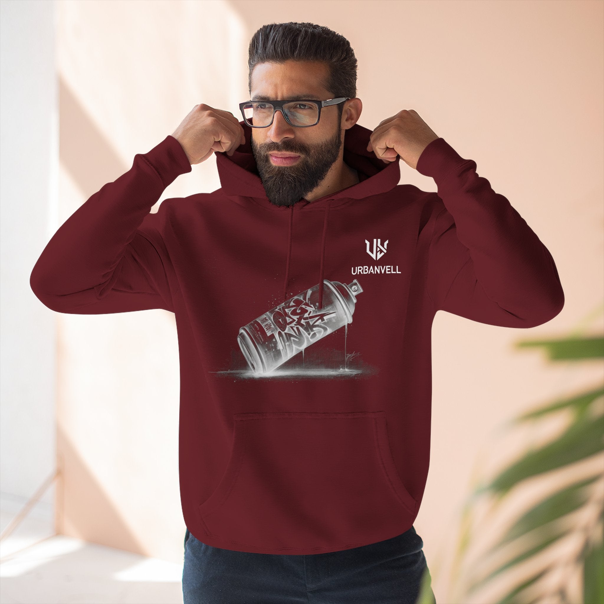 Graffiti Spray Can Sketch Hoodie — URBANVELL Urban Art Streetwear Fleece Pullover