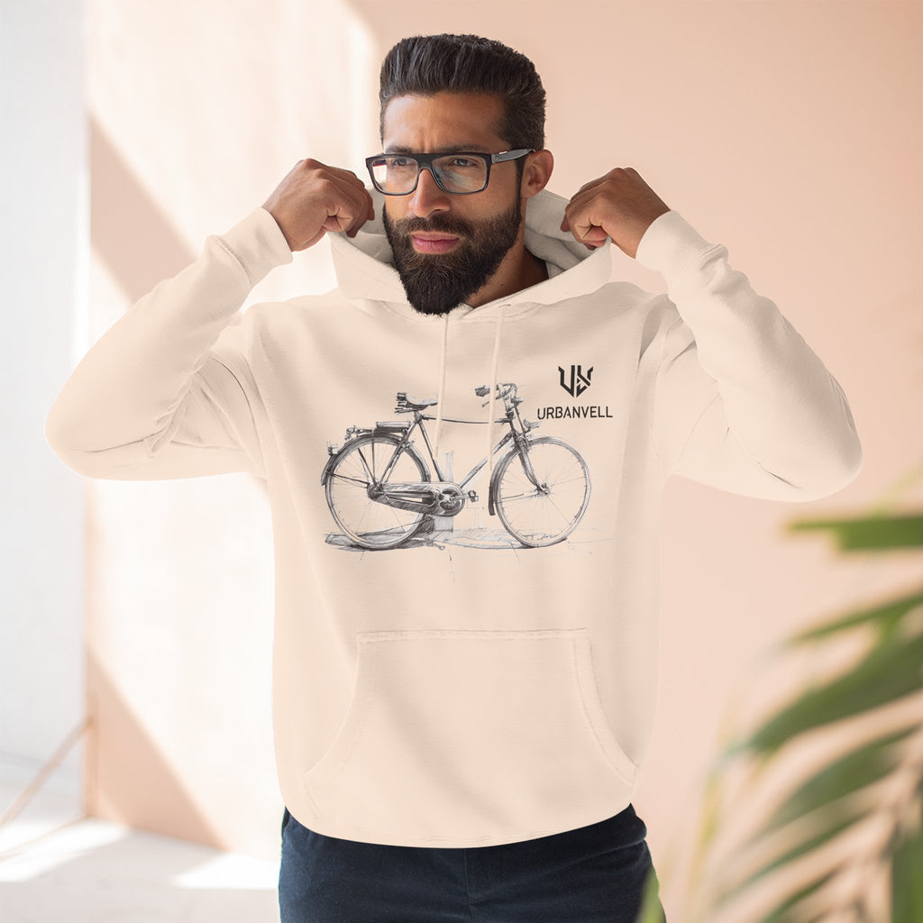 Bicycle Sketch Hoodie — URBANVELL Vintage Bike Illustration Fleece Pullover