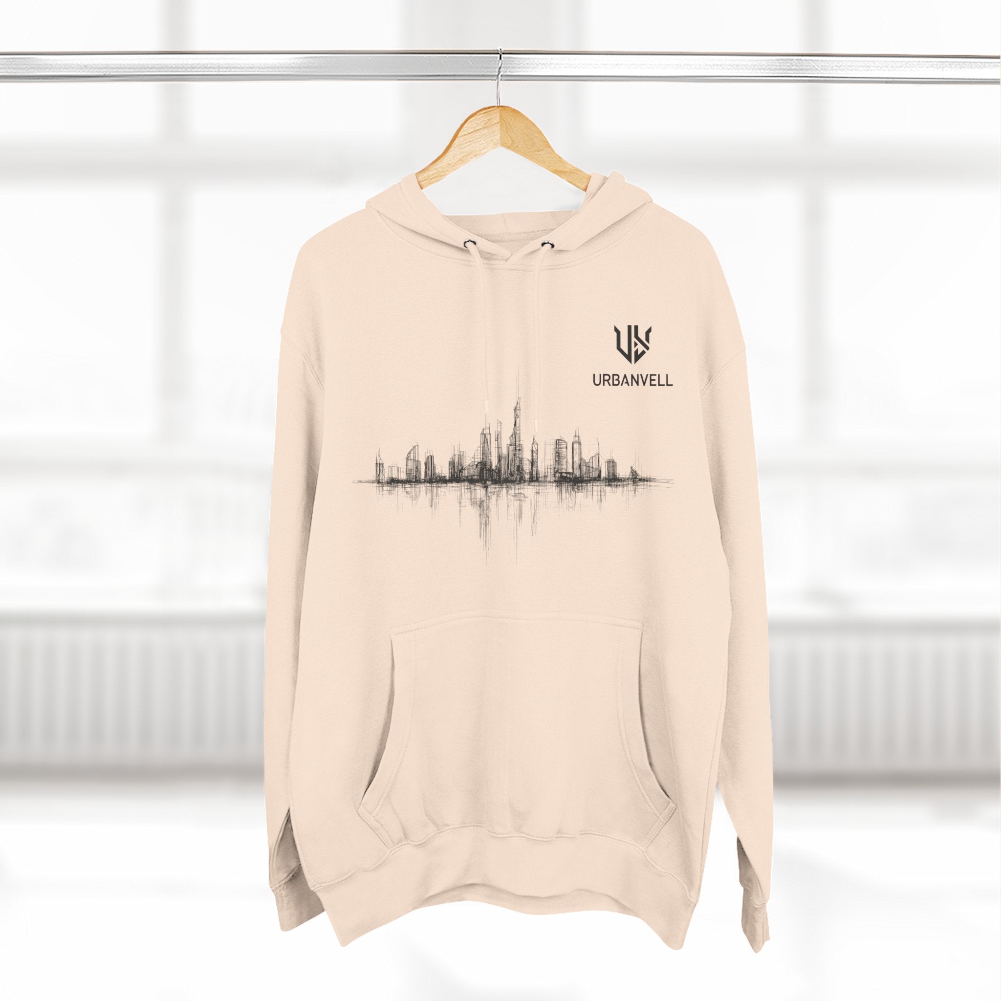 City Skyline Soundwave Hoodie — URBANVELL Minimal Urban Graphic Fleece Pullover