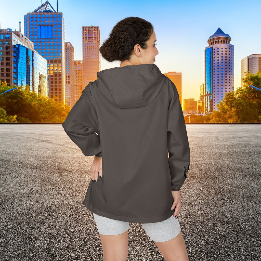 White Camo Windbreaker Jacket with URBANVELL Logo — Lightweight Full-Zip Hooded Jacket