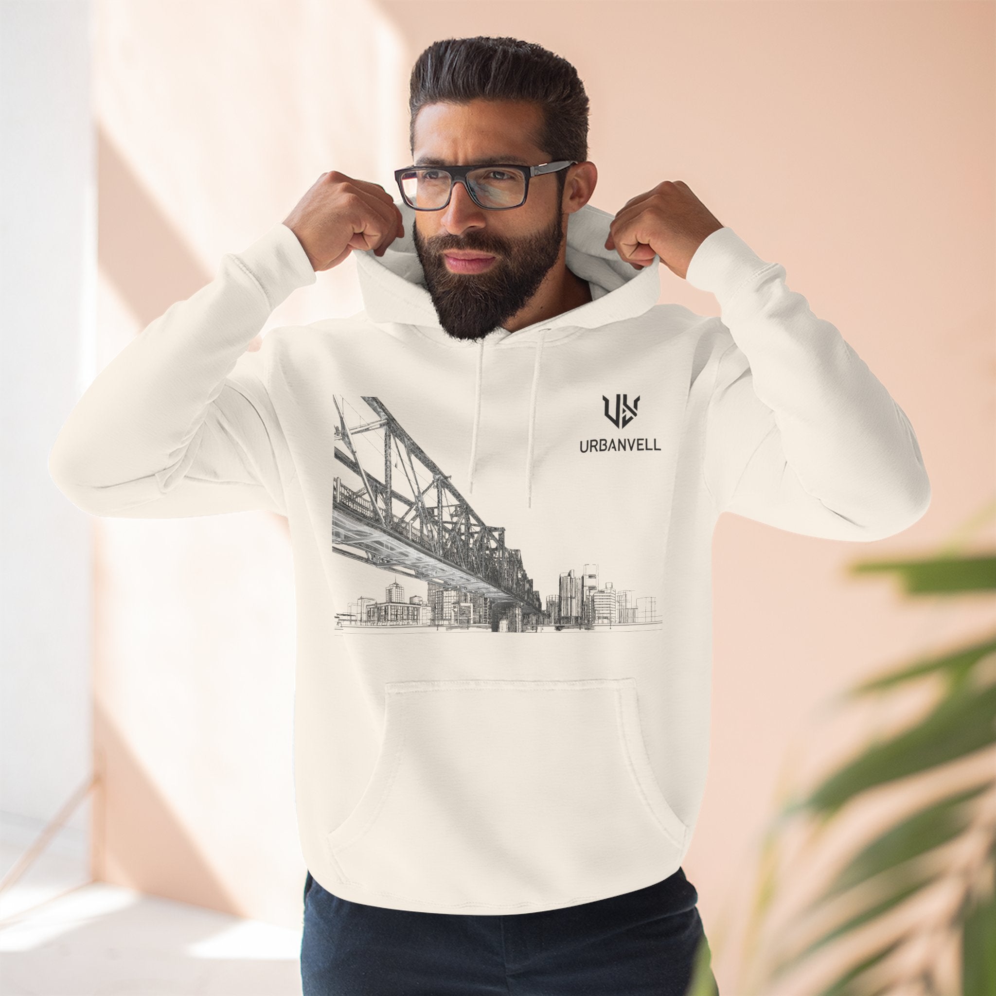 Railway Bridge Skyline Hoodie — URBANVELL Architectural Graphic Pullover