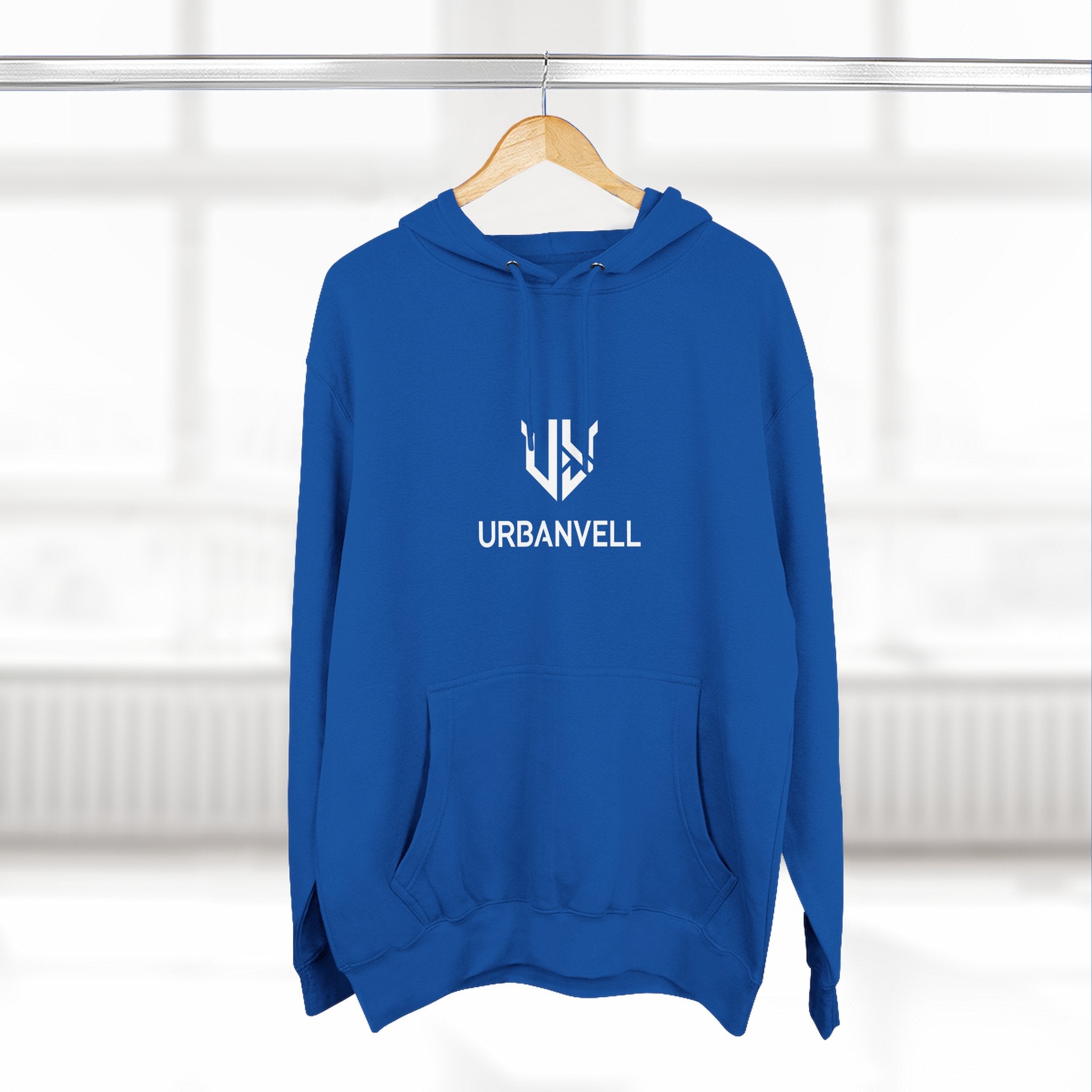 URBANVELL Centered Minimal Logo Hoodie — Classic Fleece Pullover