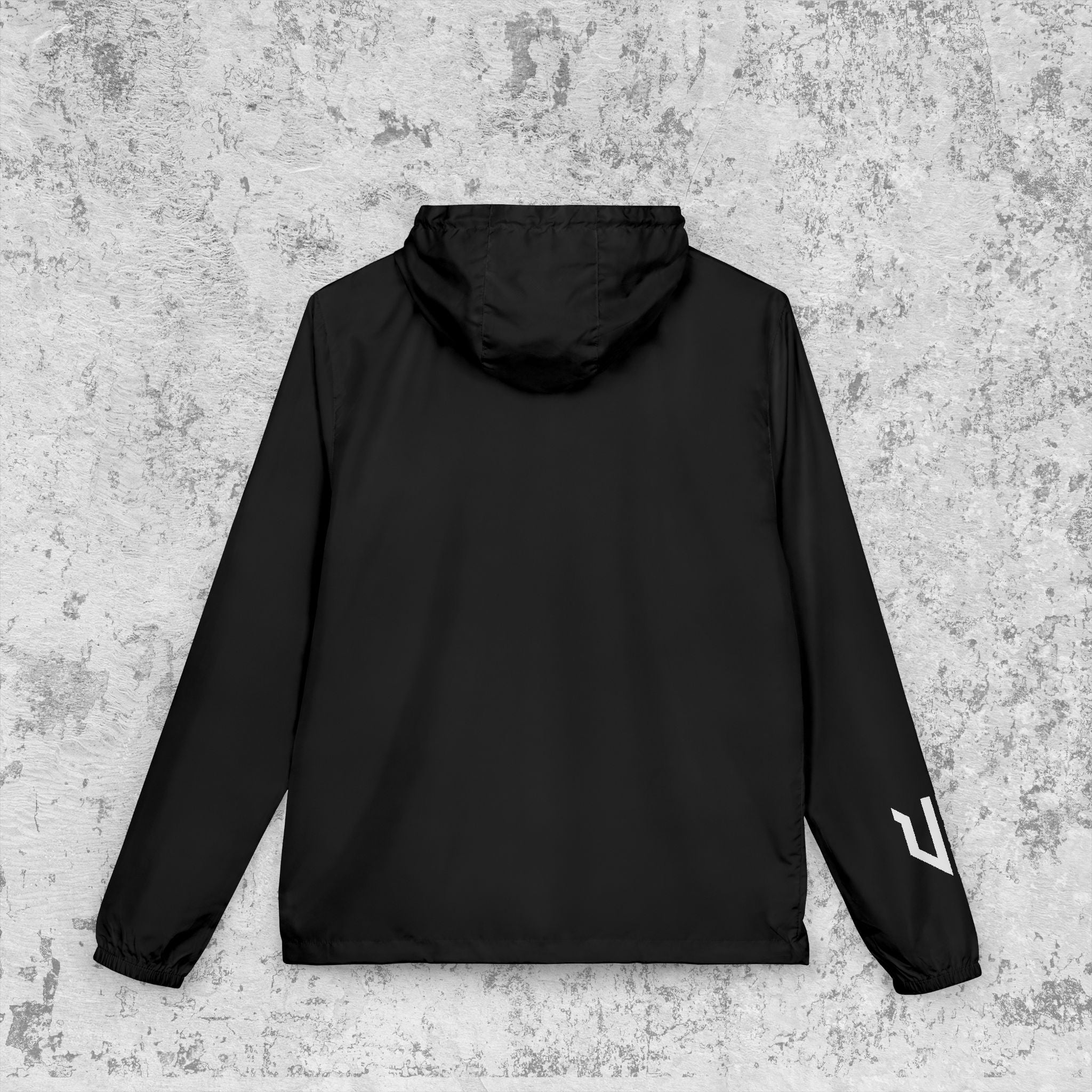 White Camo Windbreaker Jacket with URBANVELL Logo — Lightweight Full-Zip Hooded Jacket