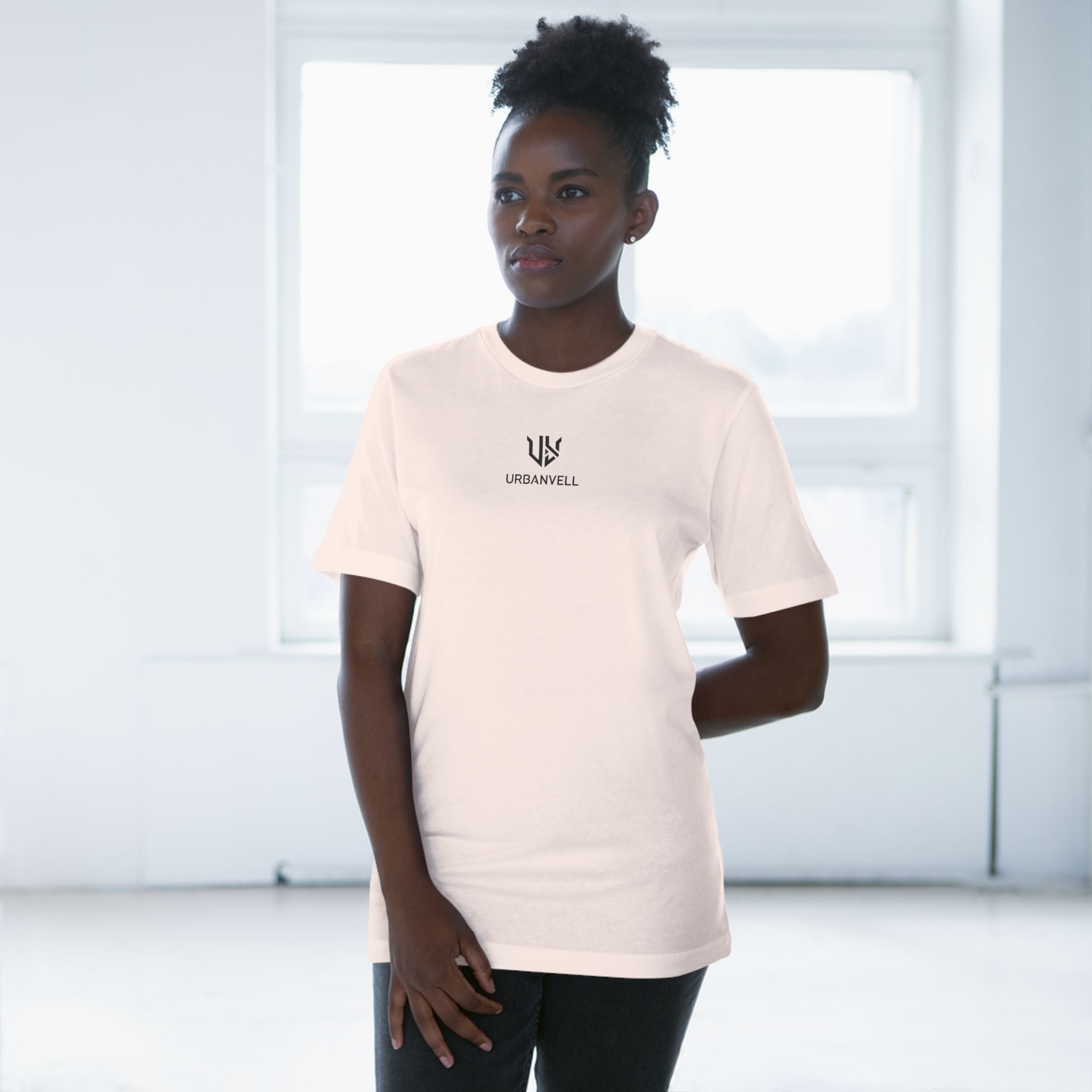 Minimal UrbanVell Centered Logo T‑Shirt — URBANVELL Clean Small Chest Logo Tee