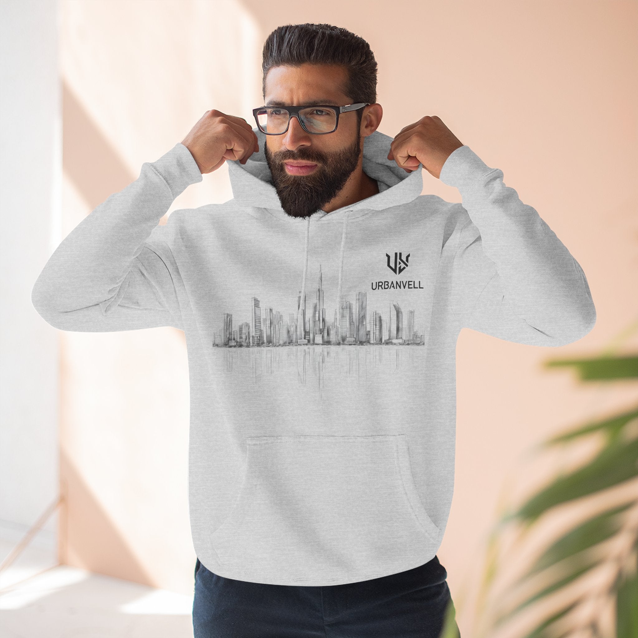 City Skyline Hoodie — URBANVELL Minimal Urban Sketch Fleece Pullover
