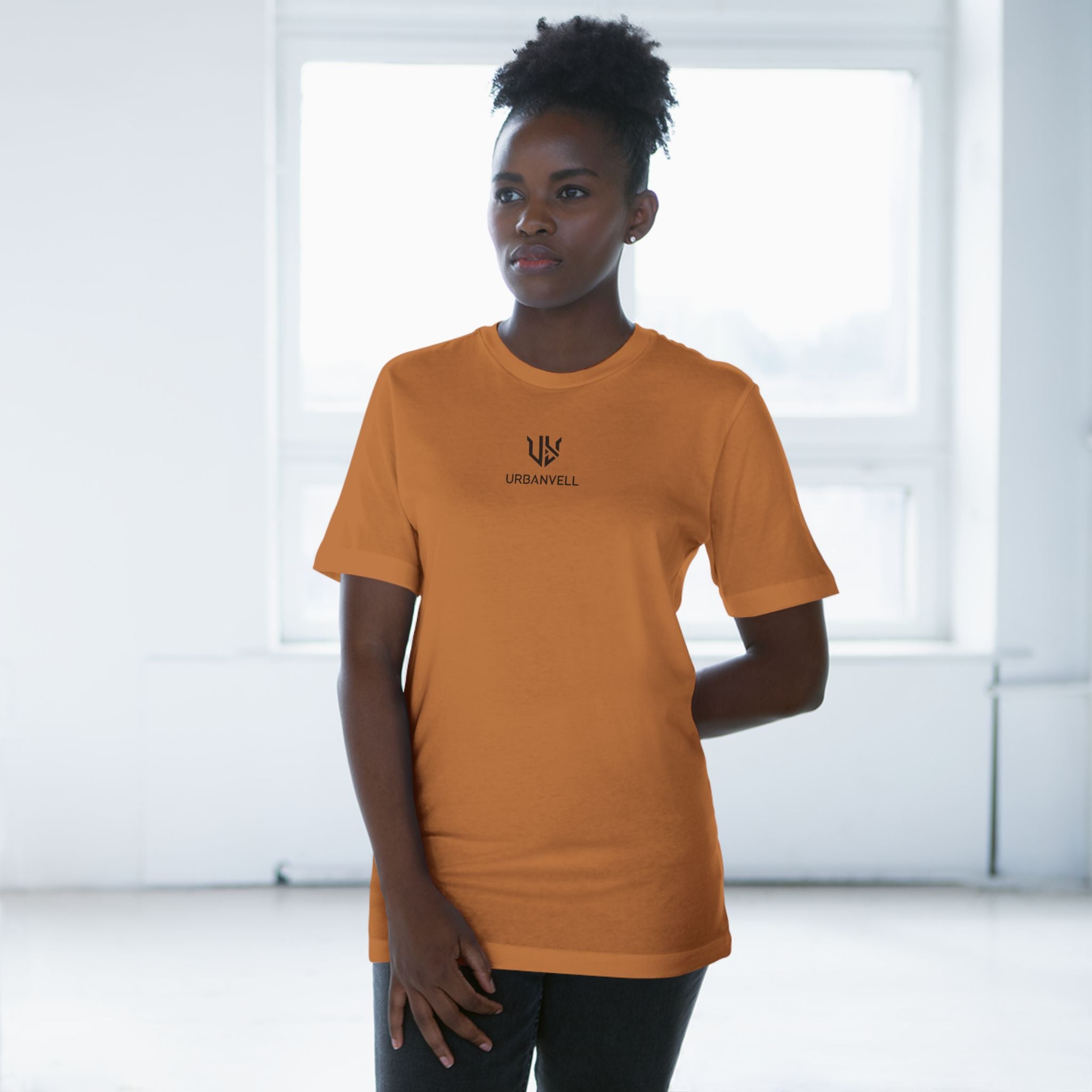 Minimal UrbanVell Centered Logo T‑Shirt — URBANVELL Clean Small Chest Logo Tee