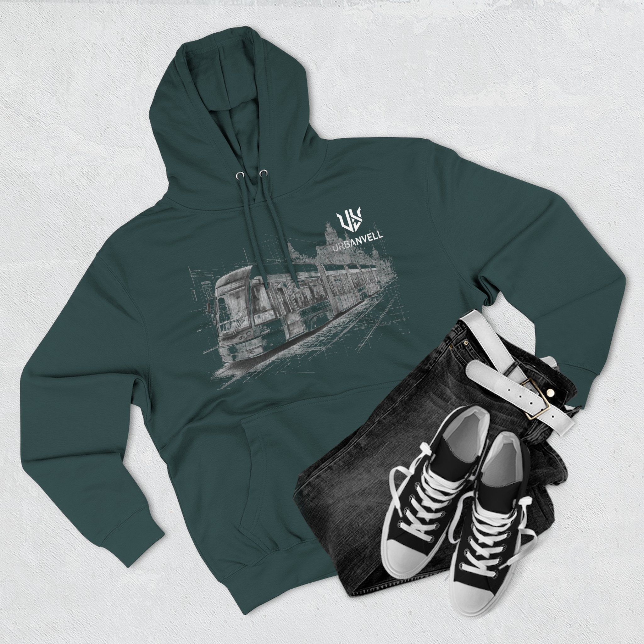 Light Rail Train Hoodie — URBANVELL Sketch Transit Design