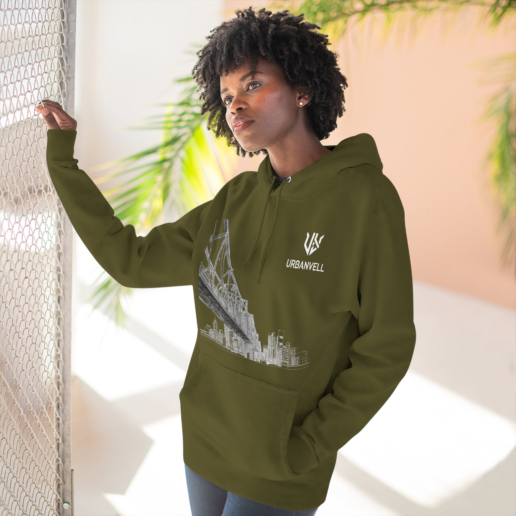 Railway Bridge Skyline Hoodie — URBANVELL Architectural Graphic Pullover