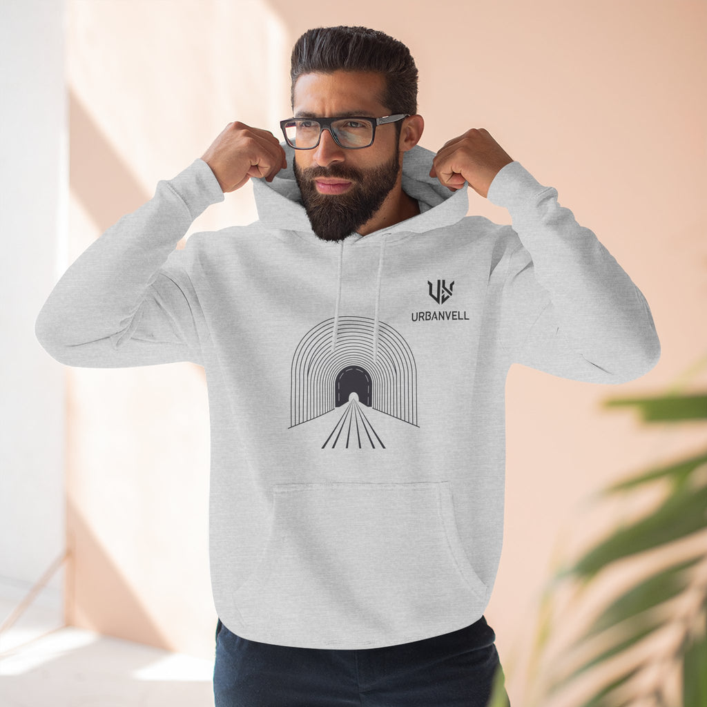 Minimalist Arch Tunnel Hoodie — URBANVELL Logo Fleece Pullover