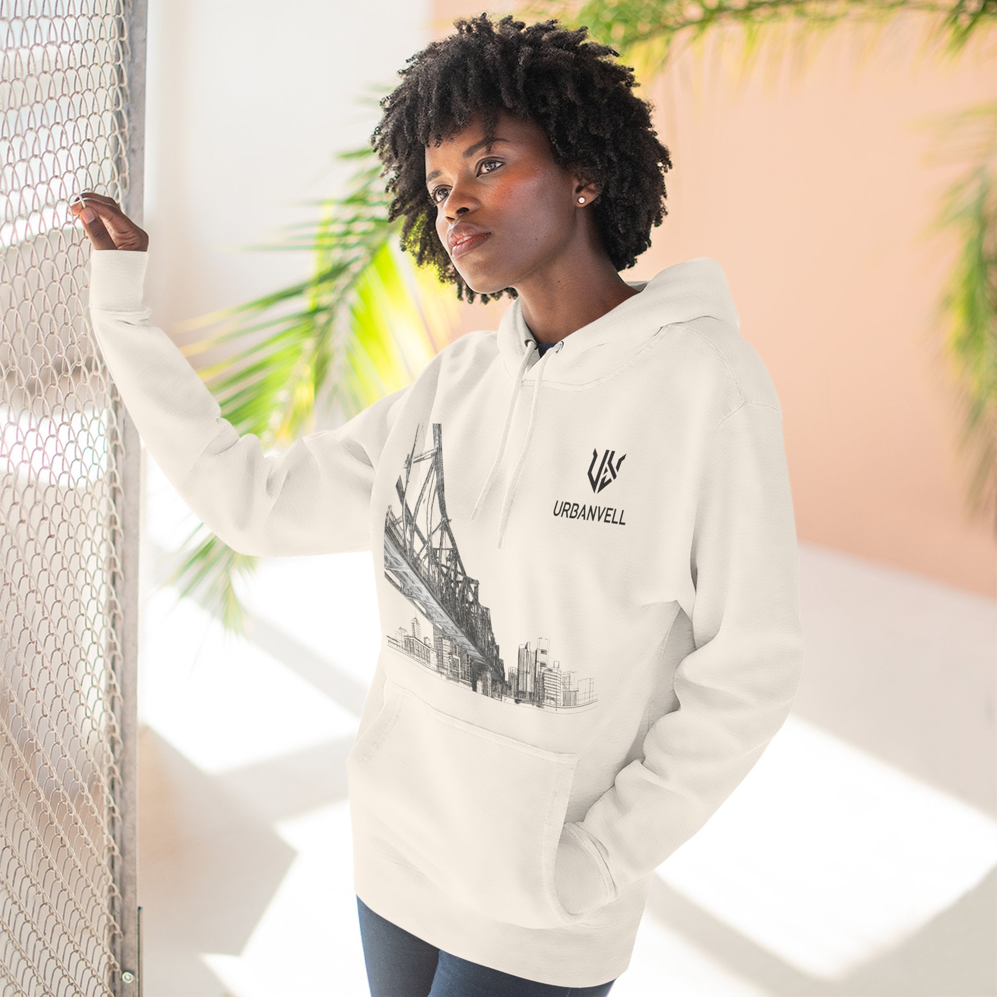 Railway Bridge Skyline Hoodie — URBANVELL Architectural Graphic Pullover