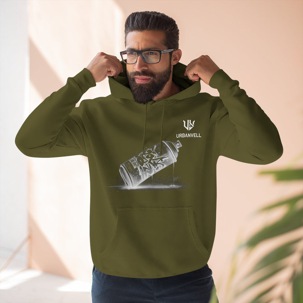 Graffiti Spray Can Sketch Hoodie — URBANVELL Urban Art Streetwear Fleece Pullover