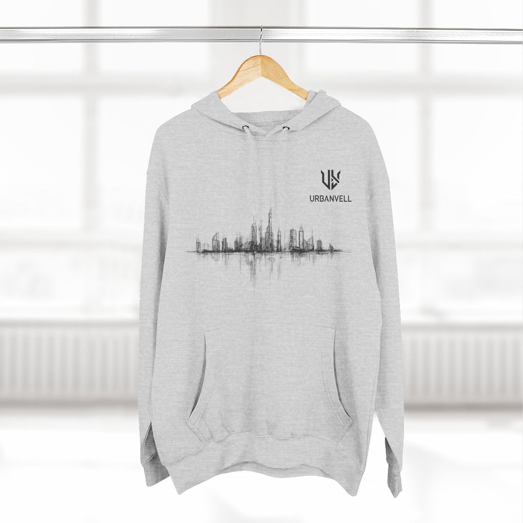 City Skyline Soundwave Hoodie — URBANVELL Minimal Urban Graphic Fleece Pullover