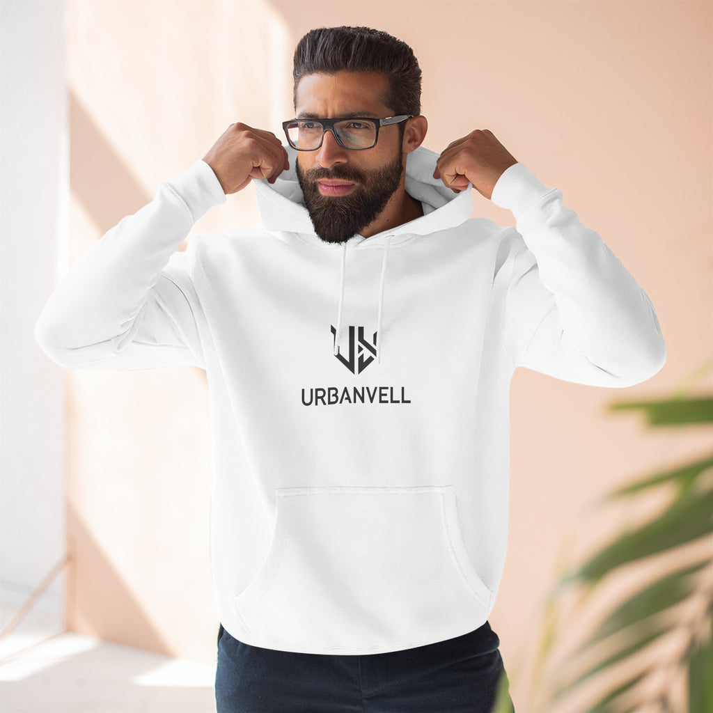 URBANVELL Centered Minimal Logo Hoodie — Classic Fleece Pullover