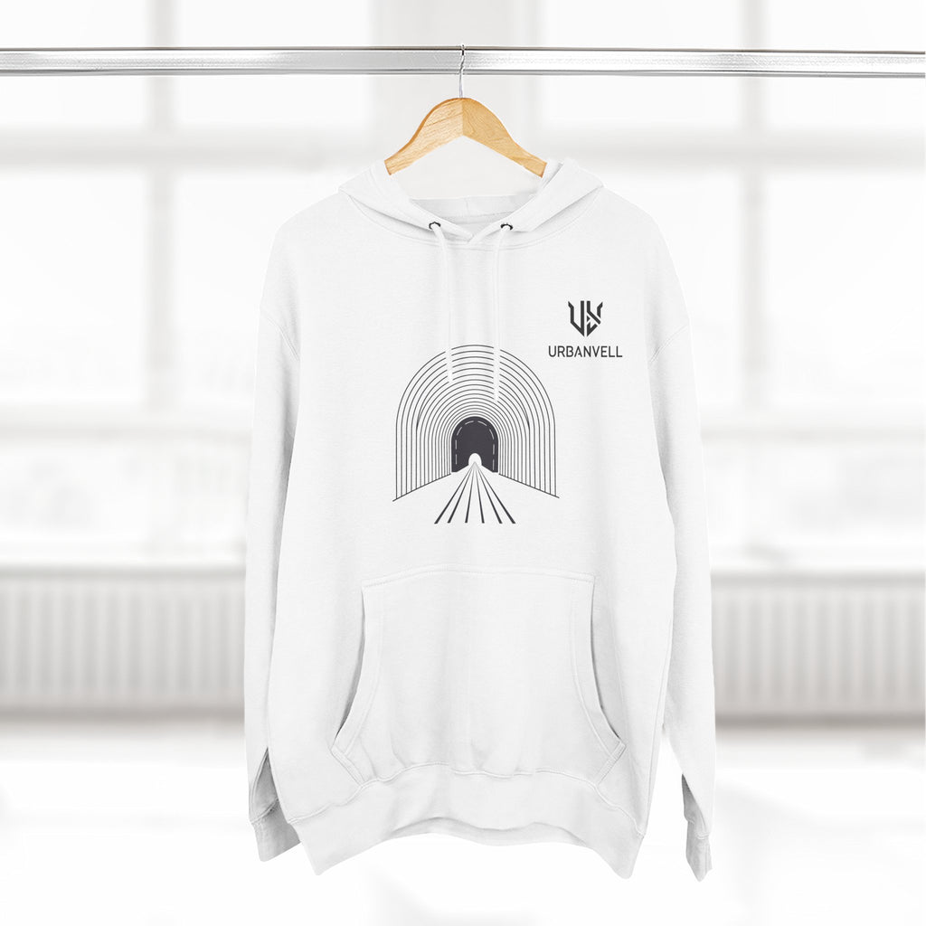 Minimalist Arch Tunnel Hoodie — URBANVELL Logo Fleece Pullover