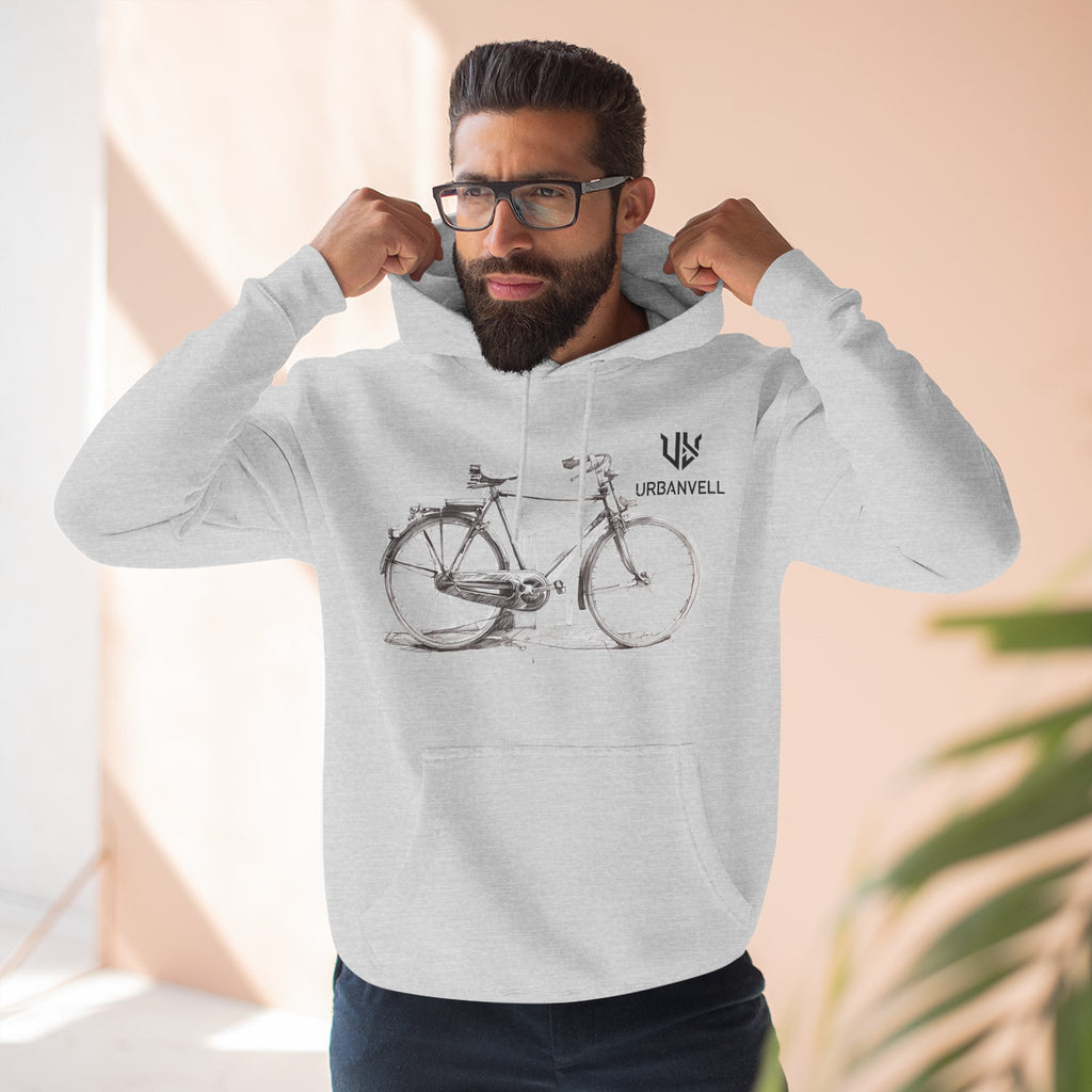 Bicycle Sketch Hoodie — URBANVELL Vintage Bike Illustration Fleece Pullover