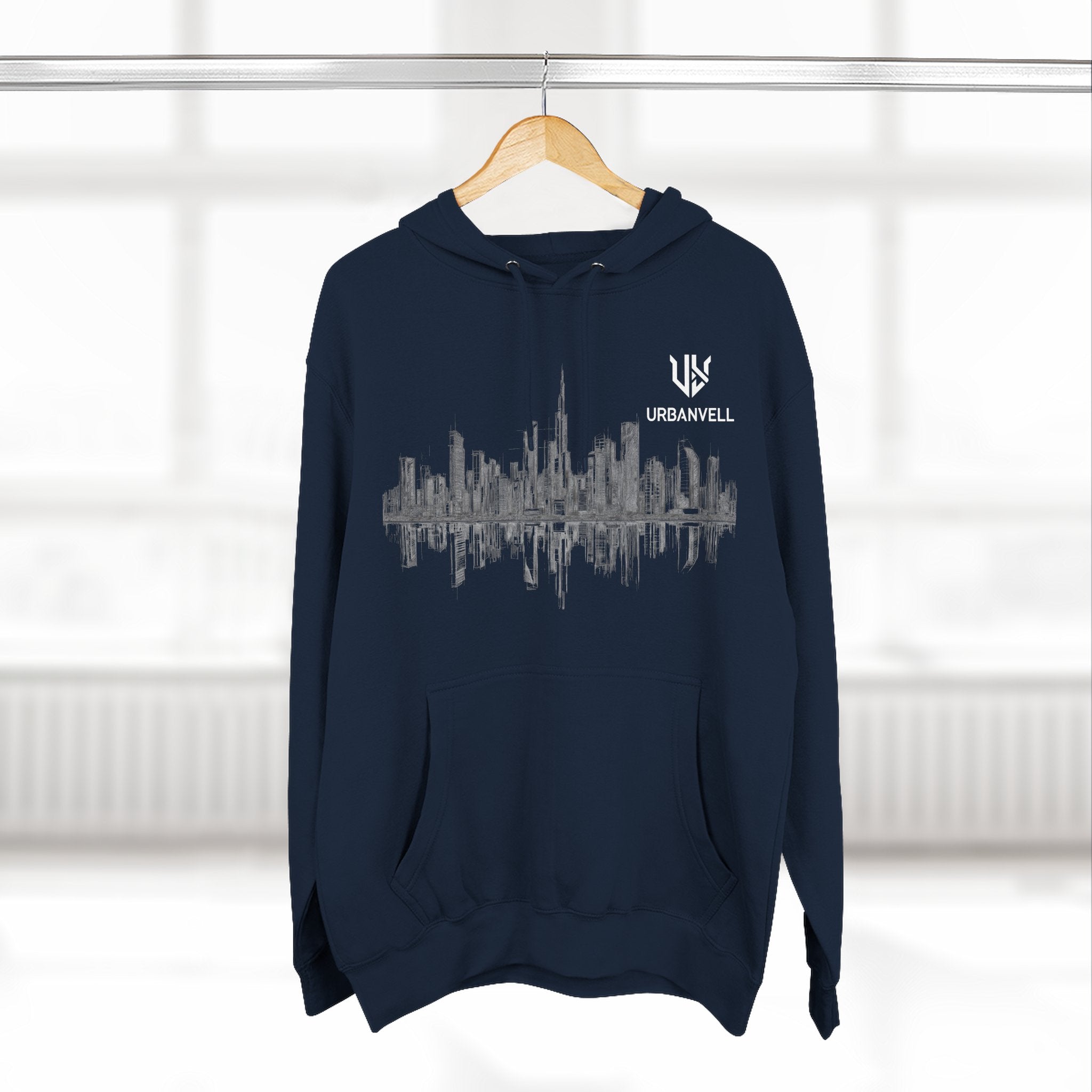 City Skyline Hoodie — URBANVELL Minimal Urban Sketch Fleece Pullover