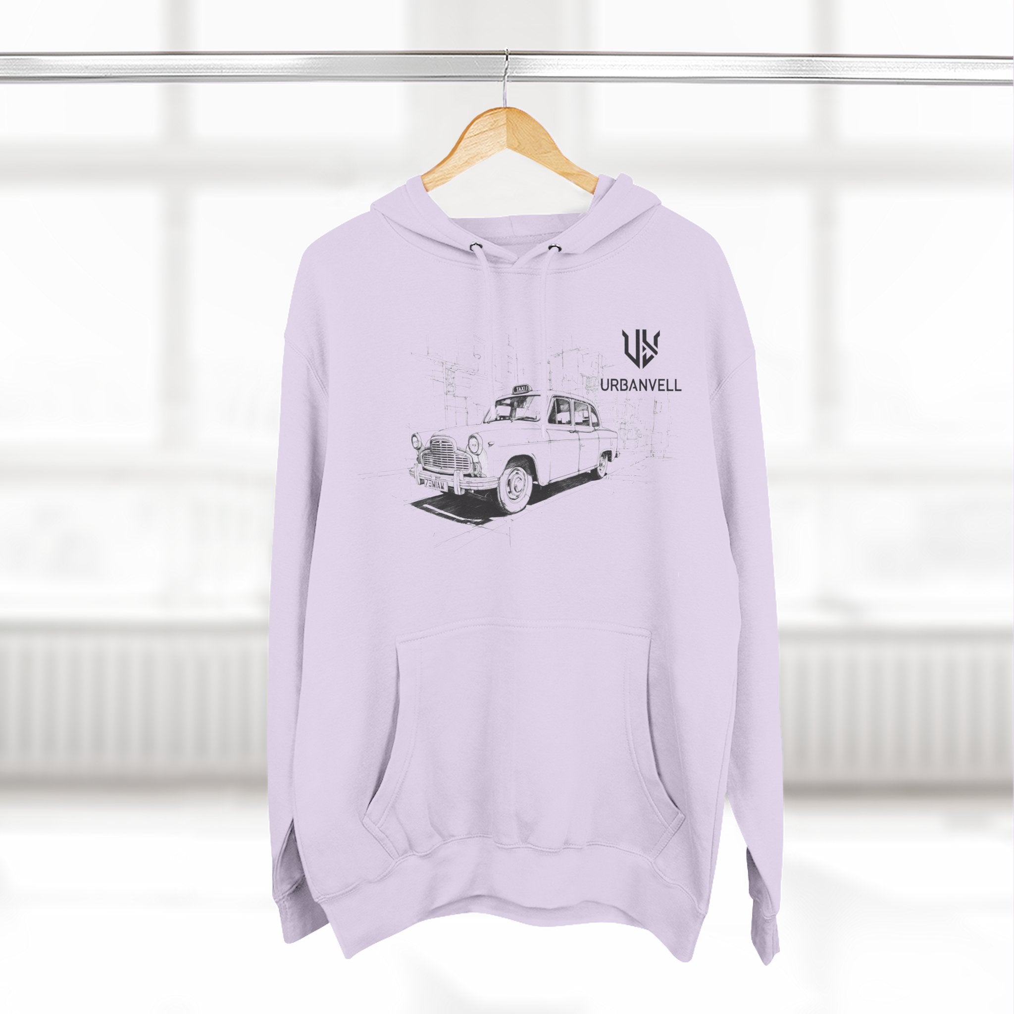Old City Cab Illustration Hoodie — URBANVELL Classic Convertible Graphic Hoodie