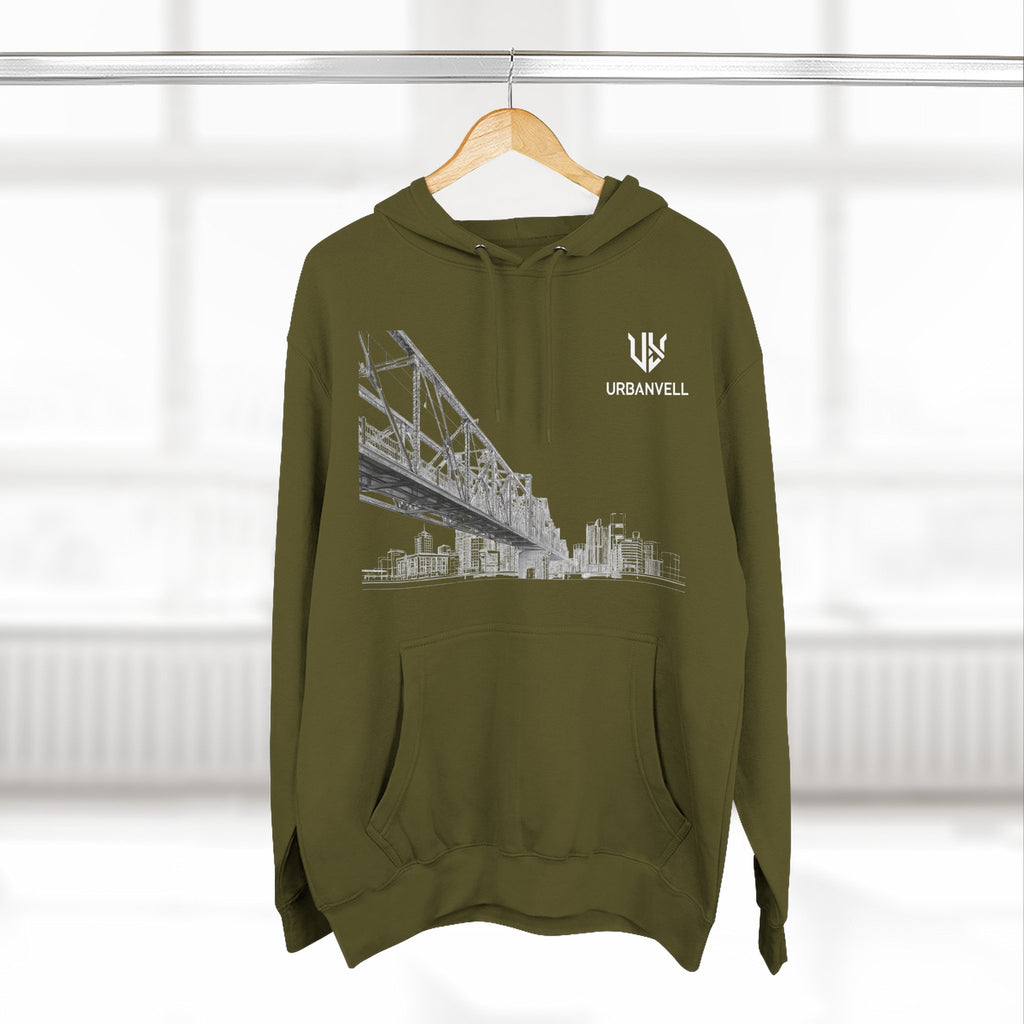 Railway Bridge Skyline Hoodie — URBANVELL Architectural Graphic Pullover