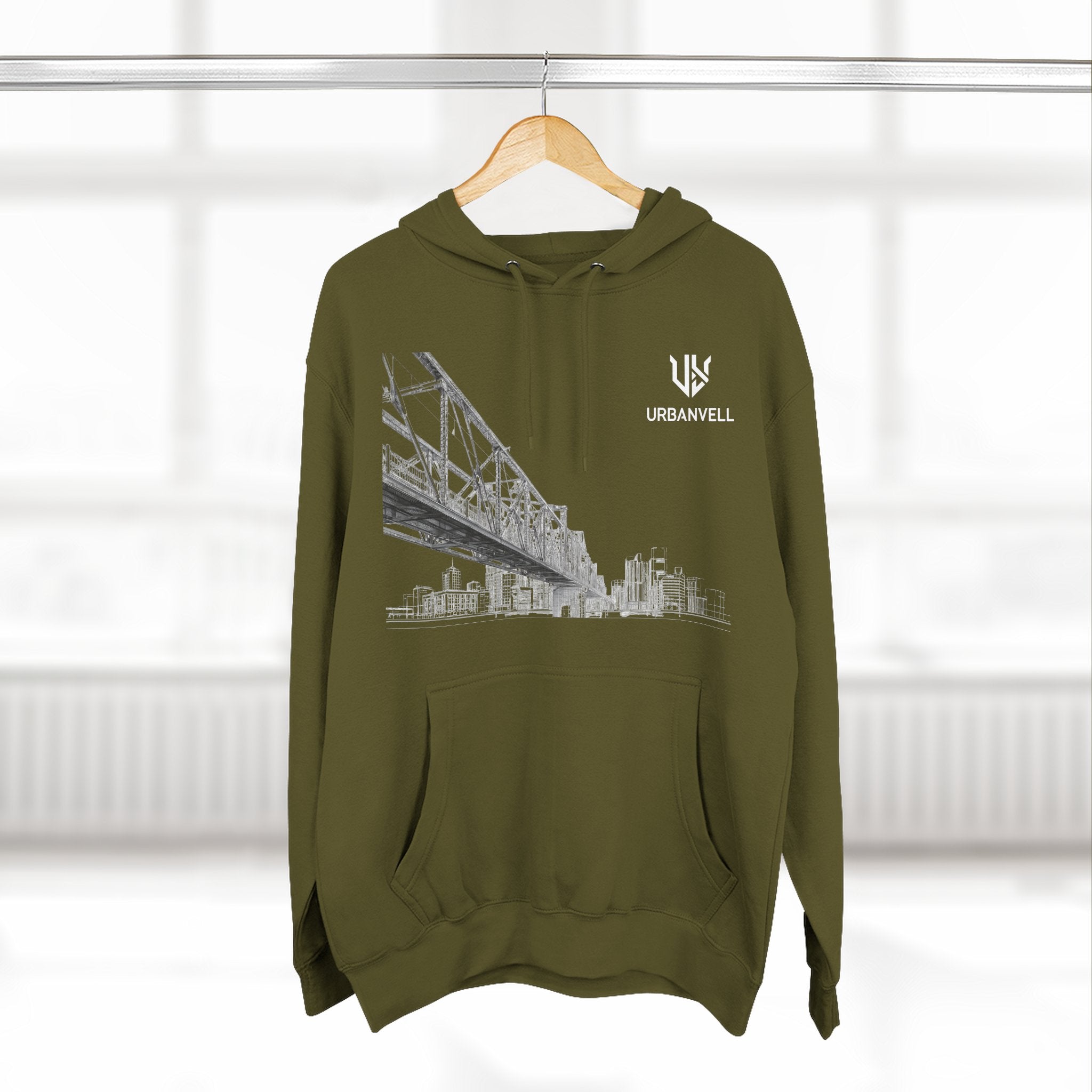 Railway Bridge Skyline Hoodie — URBANVELL Architectural Graphic Pullover