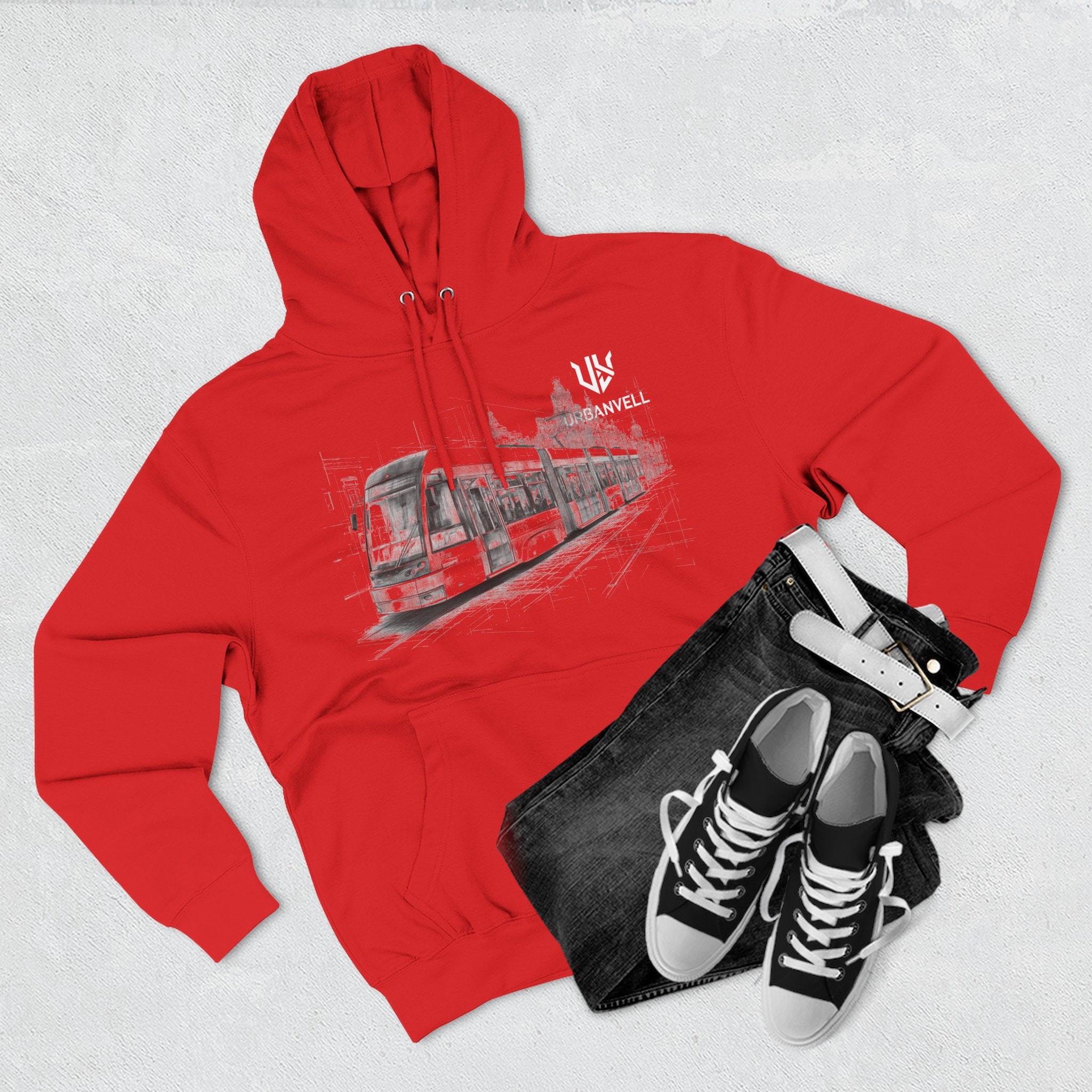 Light Rail Train Hoodie — URBANVELL Sketch Transit Design