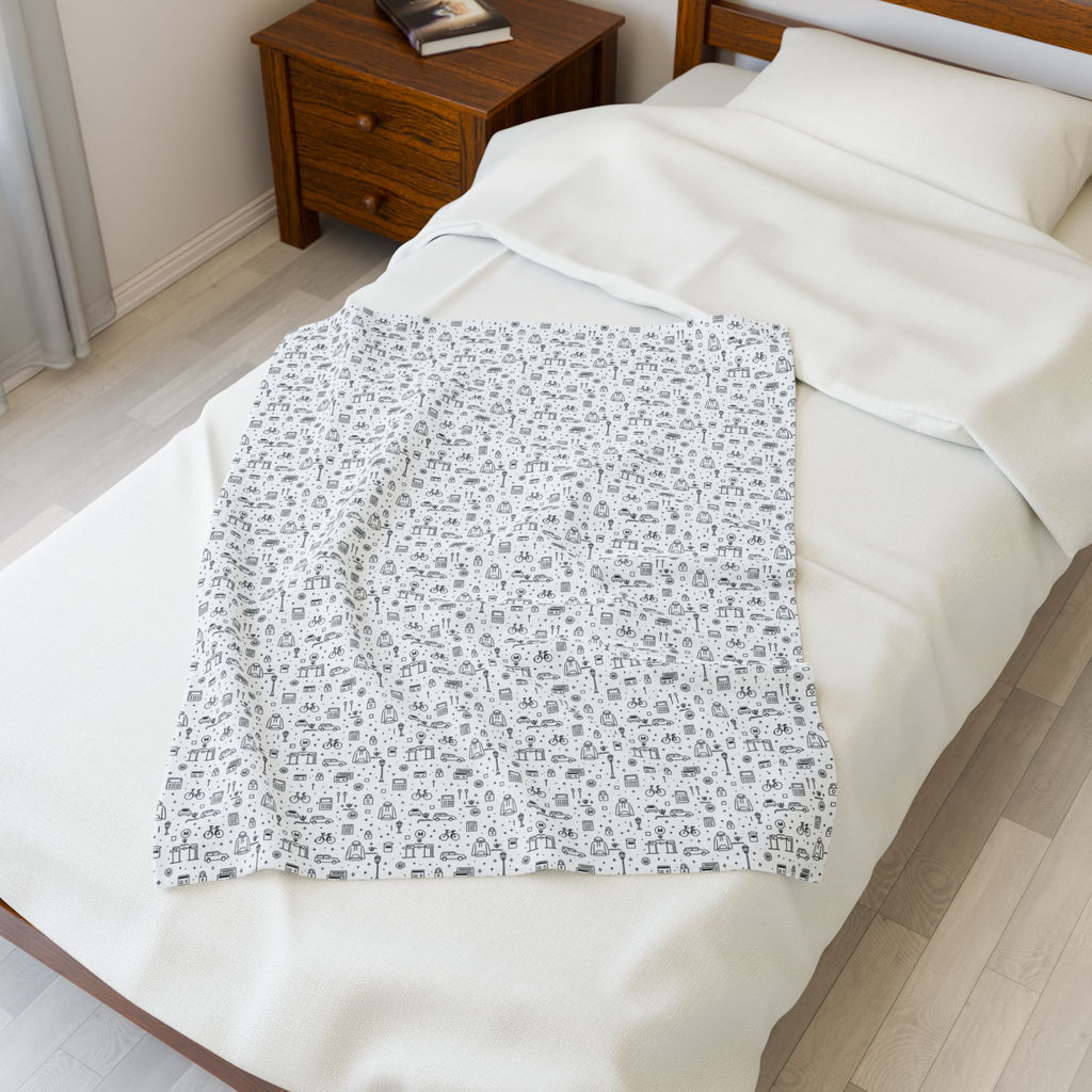 URBANVELL Cozy Gray Microprint Velveteen Plush Blanket — Soft Neutral Throw for Home & Nursery