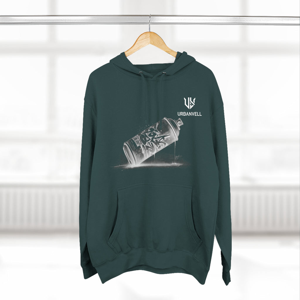 Graffiti Spray Can Sketch Hoodie — URBANVELL Urban Art Streetwear Fleece Pullover