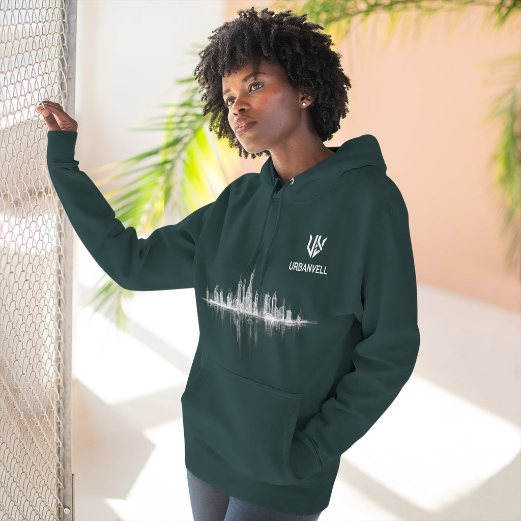 City Skyline Soundwave Hoodie — URBANVELL Minimal Urban Graphic Fleece Pullover