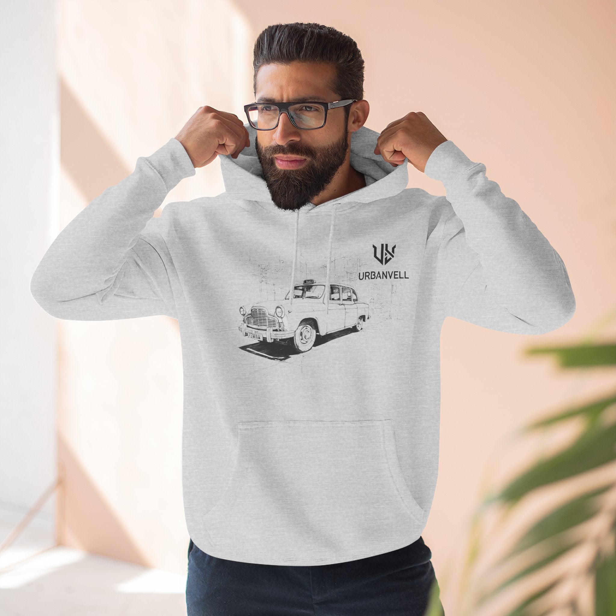 Old City Cab Illustration Hoodie — URBANVELL Classic Convertible Graphic Hoodie