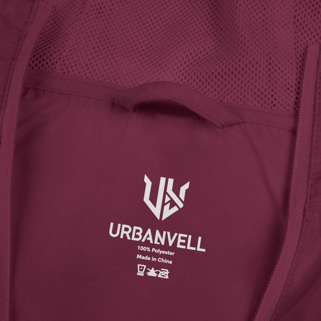 White Camo Windbreaker Jacket with URBANVELL Logo — Lightweight Full-Zip Hooded Jacket