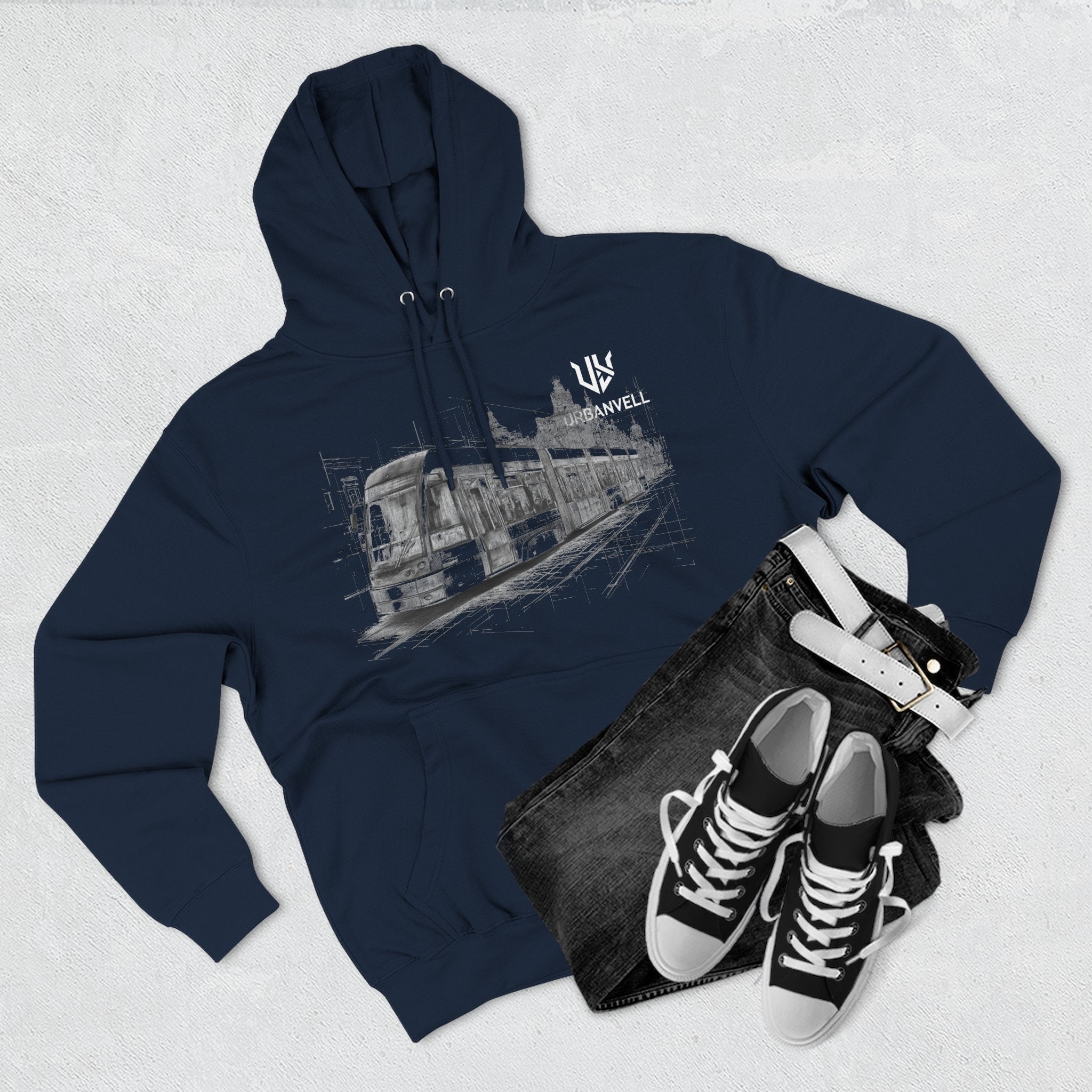 Light Rail Train Hoodie — URBANVELL Sketch Transit Design