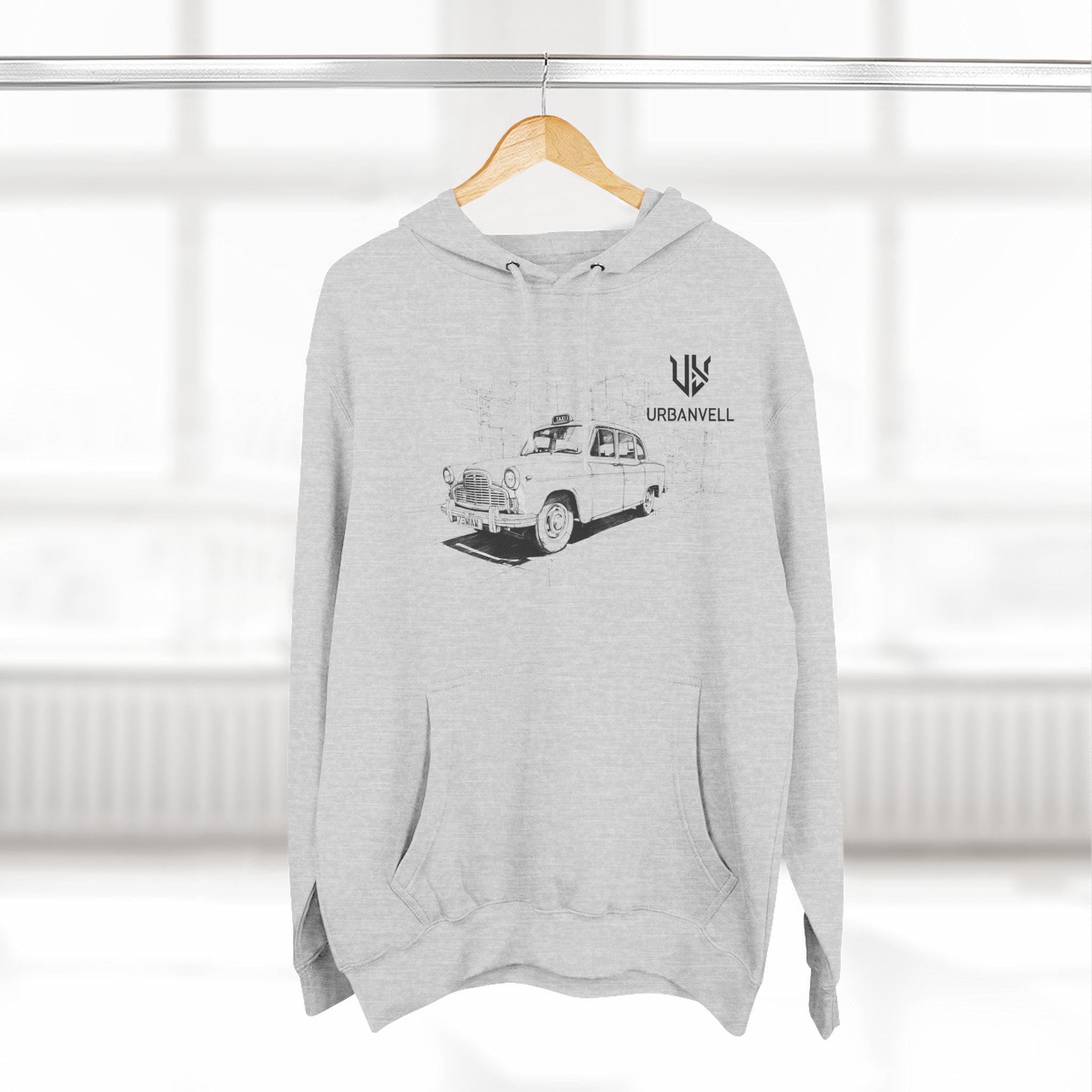 Old City Cab Illustration Hoodie — URBANVELL Classic Convertible Graphic Hoodie